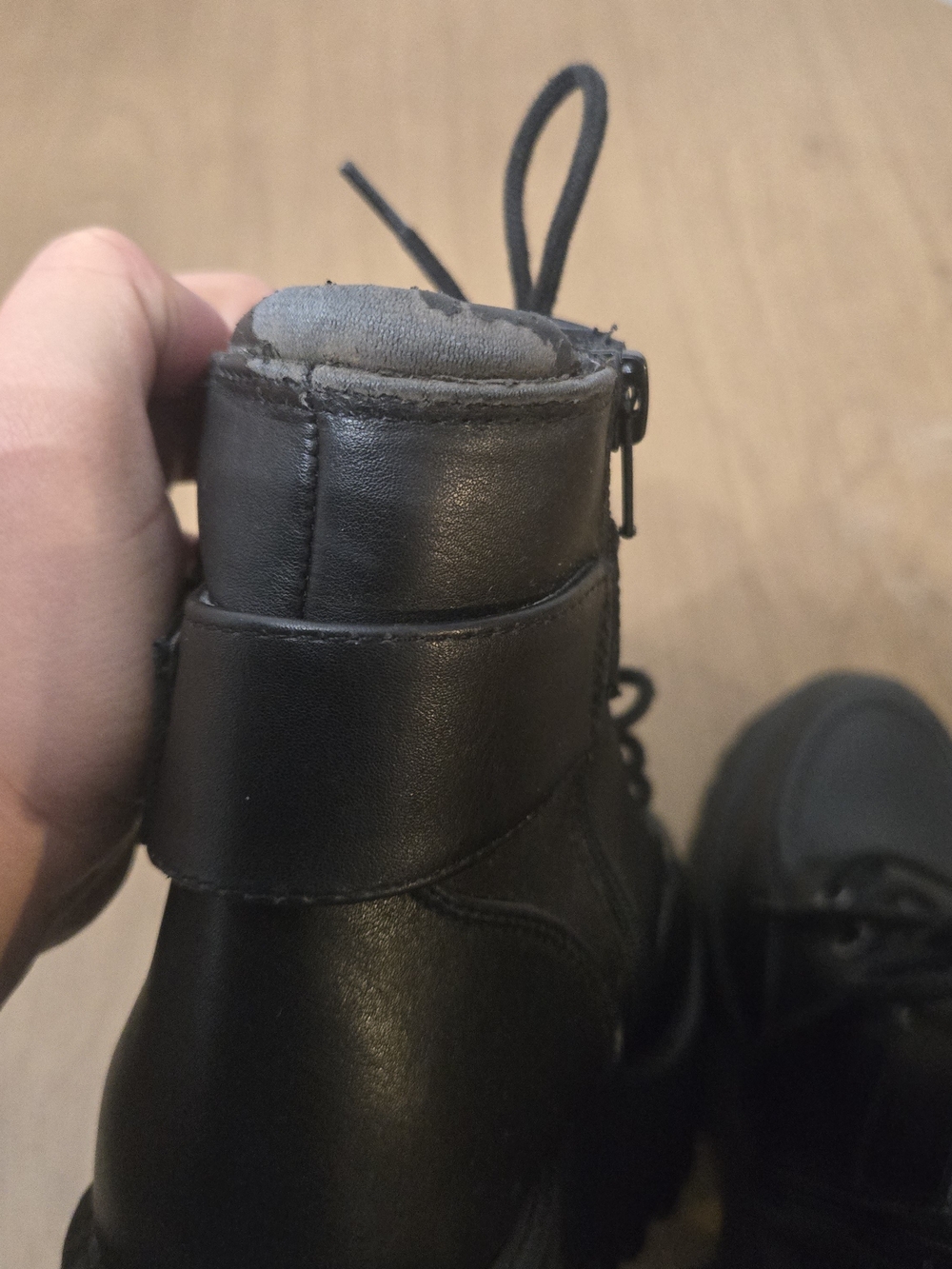 Soda Black Chunky Lug Lace-Up Ankle Boots with Buckle - Picture 12 of 16